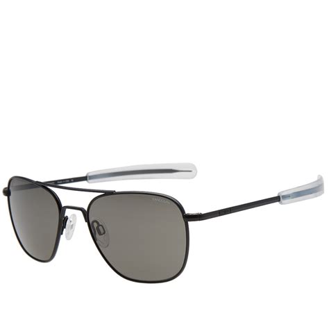 Randolph Aviator Sunglasses Matte Black & Grey | END. (AU)