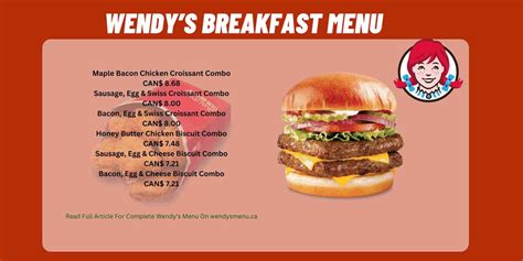 Wendy's Breakfast Menu Prices [2024 January] - Wendy’s Menu Prices Canada [2024 Updated]