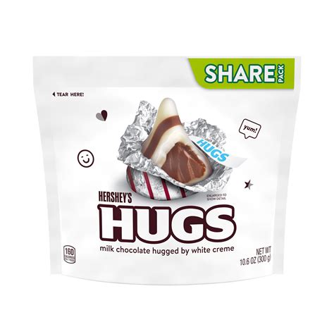 HERSHEY'S KISSES HUGS Milk Chocolate White Creme Swirl 10.6oz Candy Bag