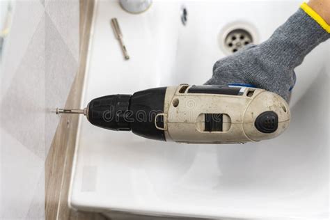 Drilling Holes in Porcelain Stoneware, Drilling Holes in Tiles Stock Image - Image of drilling ...