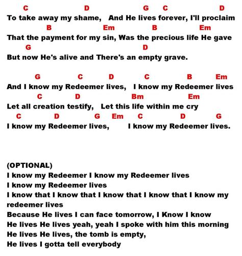 MY REDEEMER LIVES (Mullen) - lyrics and chords ~ Sing and Praise!