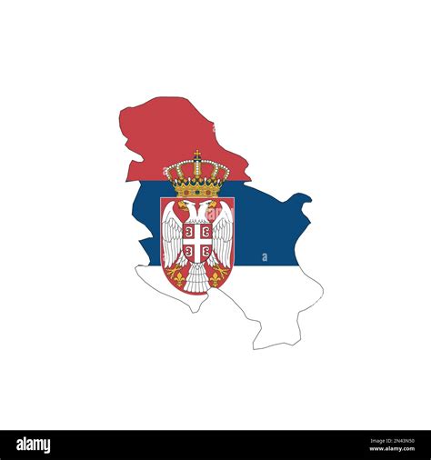 Serbia - national flag in a shape of country map silhouette with thin ...