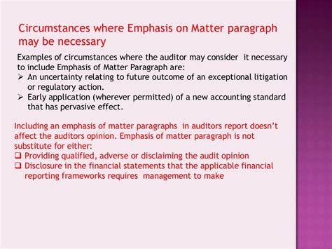 SA 706," Emphasis of Matter Paragraph and Other Matter Paragraph in t…