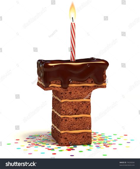 Letter T Shaped Chocolate Birthday Cake Stock Illustration 74528266