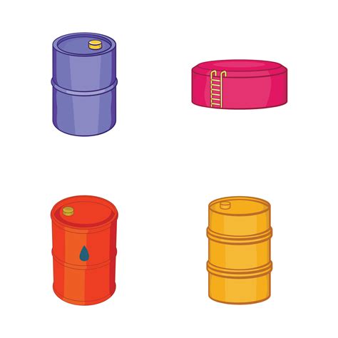 Oil barrel icon set, cartoon style 9014189 Vector Art at Vecteezy