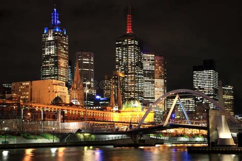 Melbourne City at Night stock image. Image of central - 14813673