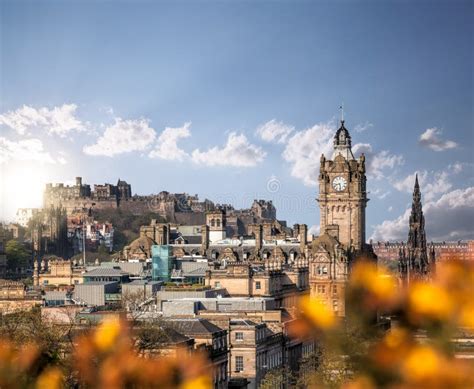 Panorama with Edinburgh Castle Seen from Calton Hill, Scotland, UK ...