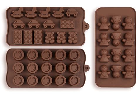 Silicone Chocolate Candy Molds, 3-Pack Set, Non-Stick Candy & Ice Cube ...