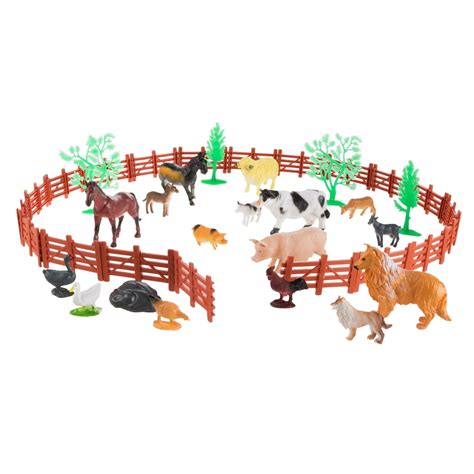 Toy Farm Animal Figures and Barnyard Accessories Set- Includes Fence, Horses, Cows, Pigs ...