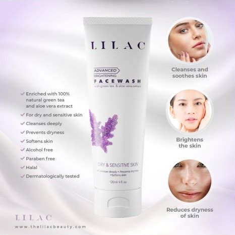 Lilac Advanced Brightening Face Wash Dry And Sensitive Skin (120ml ...