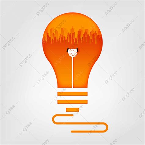 Creative Light Bulb Vector Hd PNG Images, Handshake And City In Light Bulb, Greeting, Bulb ...