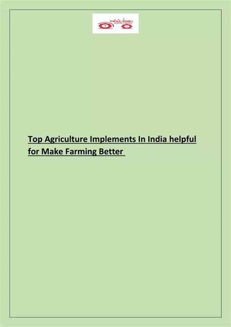 PPT - Top Agriculture Implements In India helpful for Make Farming ...