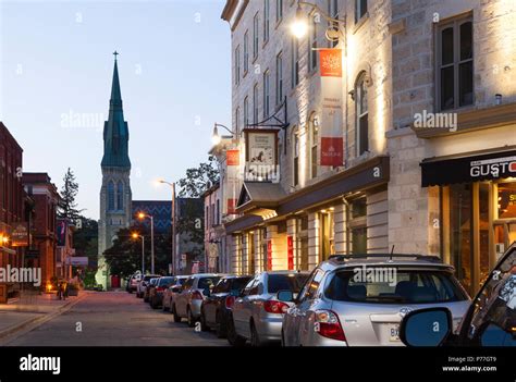 Douglas Street and historical buildings at dusk in downtown Guelph, Ontario, Canada Stock Photo ...