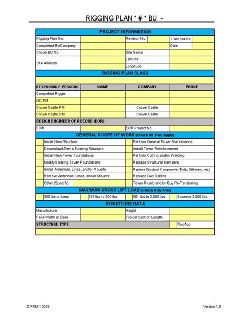 Rigging Plan Template | PDF | Crane (Machine)