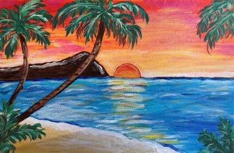 Hawaii Sunset Painting in 2021 | Sunset painting, Art painting, Painting