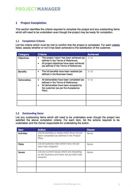 Project Closure Template — ProjectManager.com