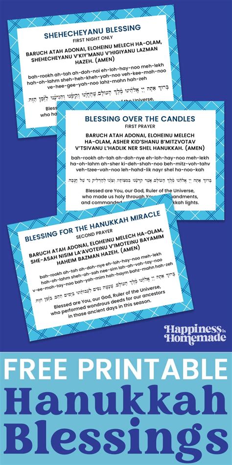 Hanukkah Blessings: Printable Hanukkah Prayer Cards - Happiness is Homemade