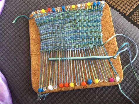 Thought you guys might like my DIY loom made out of pins and a cork board. : r/weaving