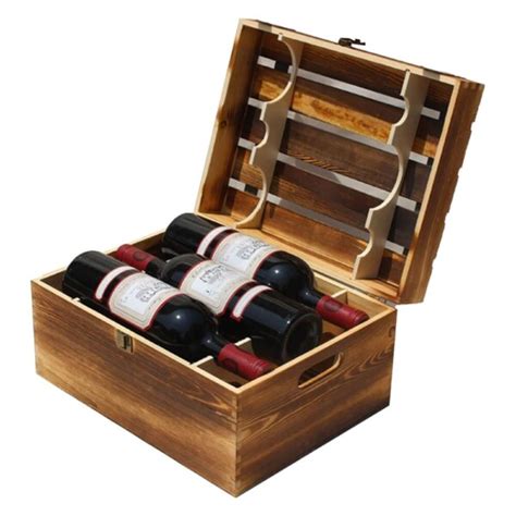 Classical Wooden Storage Box For Six Pack Wine-SH Custom Packaging