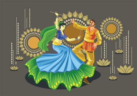 Vector Design of Couple Performing Garba Folk Dance of India 132868 ...