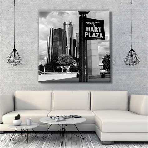 Downtown Detroit Wall Canvas Decor Hart Plaza Detroit City | Etsy ...