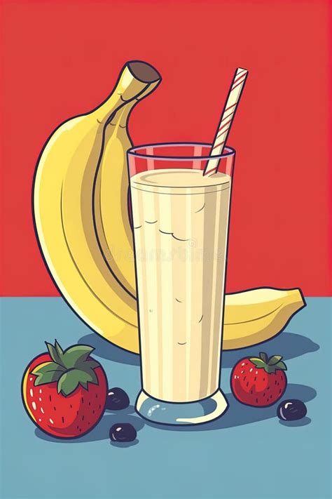 Banana Smoothie, Cartoon Illustration. Generative AI Stock Illustration - Illustration of ...