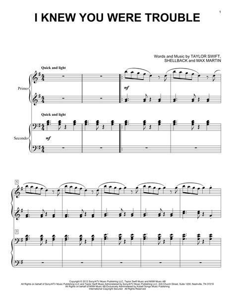 I Knew You Were Trouble | Sheet Music Direct