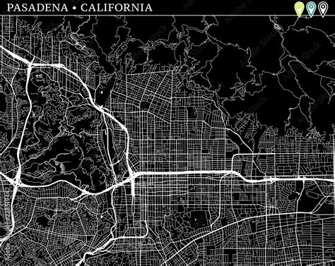 Simple map of Pasadena, California Stock Vector | Adobe Stock