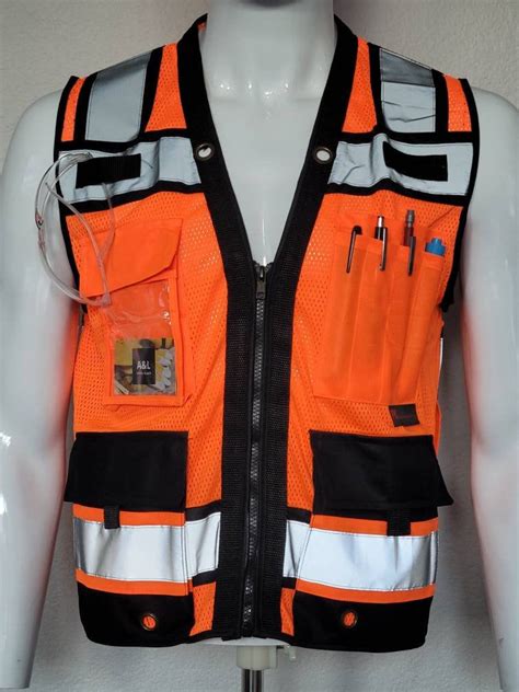 Orange Superior Surveyor Safety Vest With Rear Tablet Pocket - Etsy