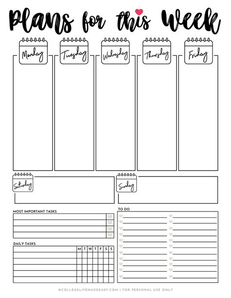 A Cute Printable Weekly Planner to Help You Tackle 2023 | Study planner printable, Weekly ...