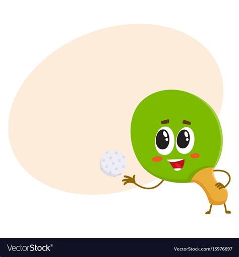 Funny table tennis ping pong racket character Vector Image