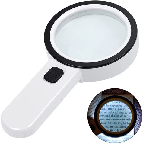 Illuminated Reading Magnifier, 30X Magnifier with 12 LED Light, Handheld Magnifying Magnifying ...