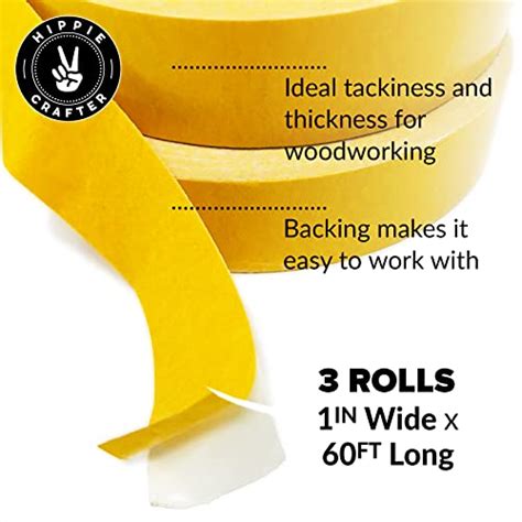 3 Pk Double Stick Tape Double Sided Woodworking Tape Double Sided 1" inch Wide Wood Tape for ...