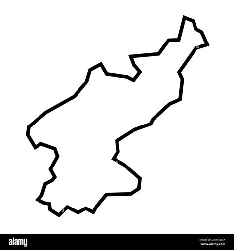 North Korea country thick black outline silhouette. Simplified map. Vector icon isolated on ...