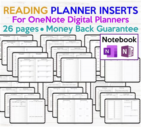 Reading OneNote Digital Planner Templates Inserts Pack | Etsy