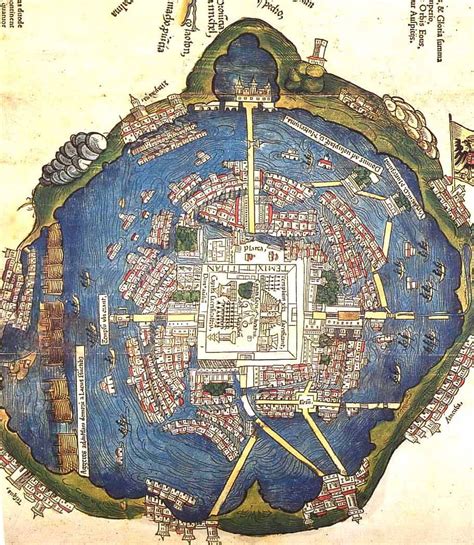 Tenochtitlán before the Spaniards destroyed it and built Mexico City on ...