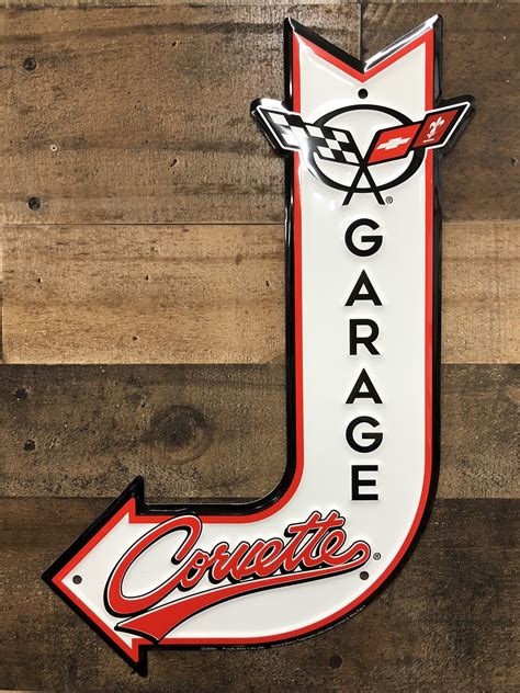 Corvette Garage Arrow Tin Sign | Garage Art™