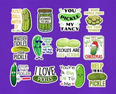 Funny Pickle Sticker Pack, Set of 12, Pickle Stickers, Pickle Gift for ...