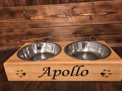 Custom Pet Bowl Holder Comes With Stainless Bowls - Etsy | Personalized ...