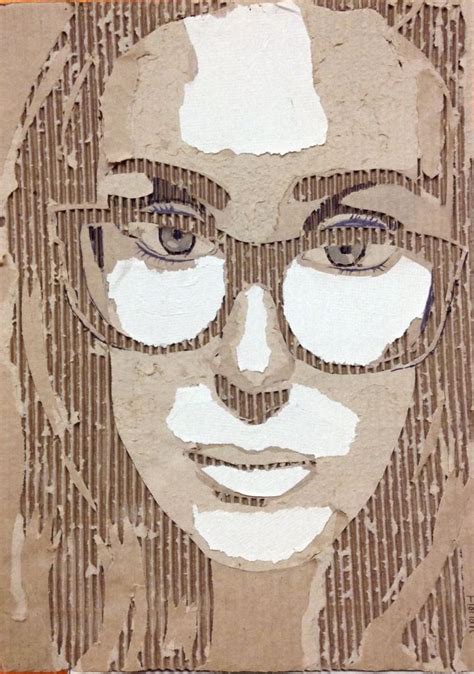 Cardboard Portrait AP art assignment by Sommer Florian. This portrait was done by peeling back ...