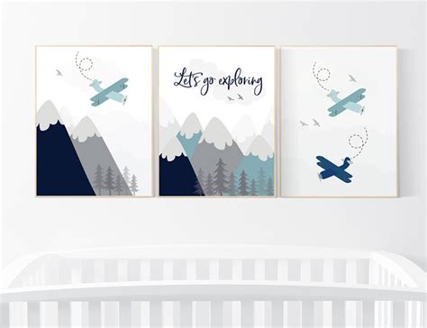 Adventure nursery decor, nursery decor boy adventure, nursery decor boy airplane, let's go ...