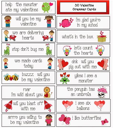 30 Valentine-Themed Grammar Cards - Classroom Freebies