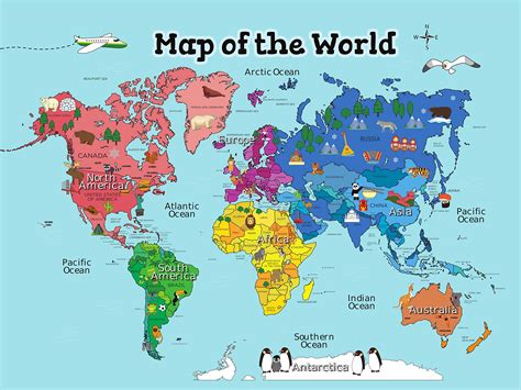 Buy World Map Poster for Kids (18x24 World Map Laminated) Ideal World ...