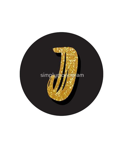 "Monogram J Gold Glitter in A Black Dot" by simplymonogram | Redbubble