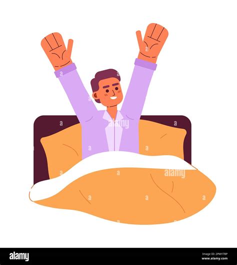 Happy man waking up in bed semi flat colorful vector character Stock Vector Image & Art - Alamy