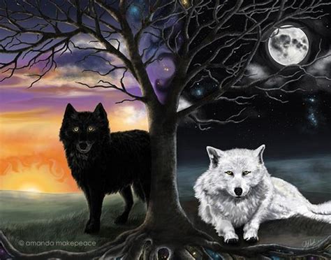 Skoll and Hati - by Amanda Makepeace from Norse Mythology art exhibit