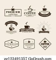 860 Set Of Vintage Coffee Shop Logo Design And Labels Clip Art | Royalty Free - GoGraph