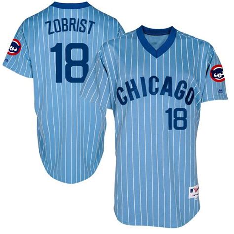 Men's Majestic Chicago Cubs #18 Ben Zobrist Replica Blue Cooperstown ...