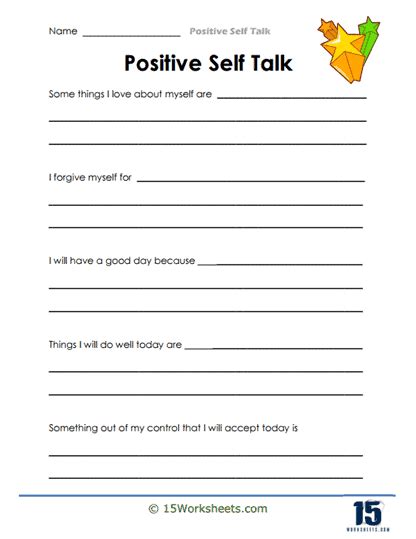 Positive Self Talk Worksheets - 15 Worksheets.com