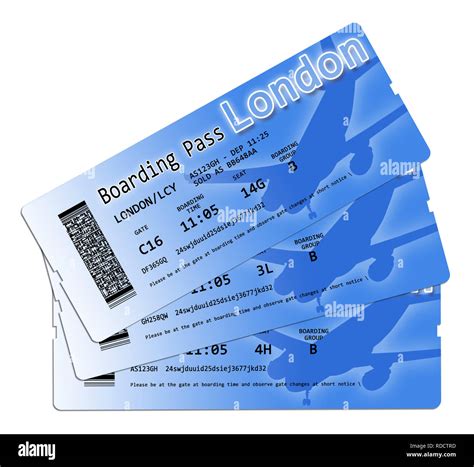 Airline boarding pass tickets to London - The contents of the image are totally invented and ...